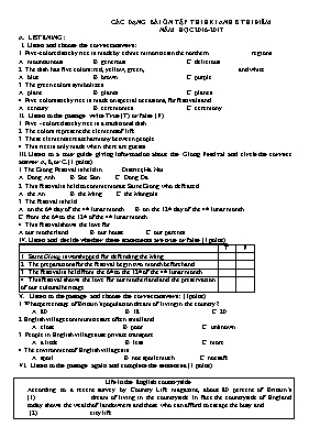 Các dạng bài ôn tập thi học kỳ I môn Tiếng Anh Lớp 8 (Chương trình thí điểm) - Năm học 2016-2017